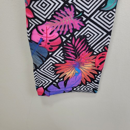 Tropical Floral Print Polyester Spandex Ankle Leggings Extra Plus Size - Picture 3 of 8