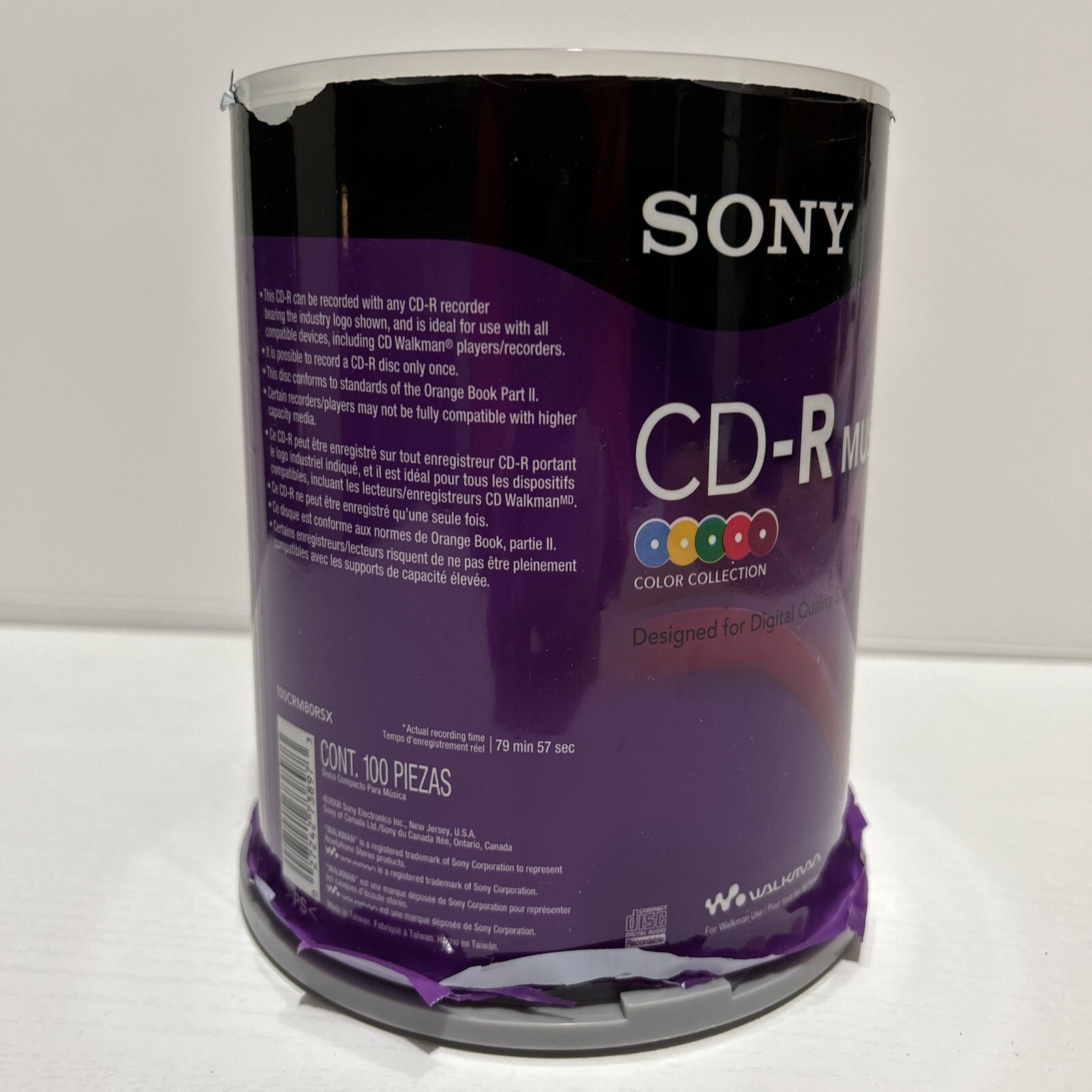 Sony Blank CDR Music Audio Discs 100 Pack Various Colored Disks