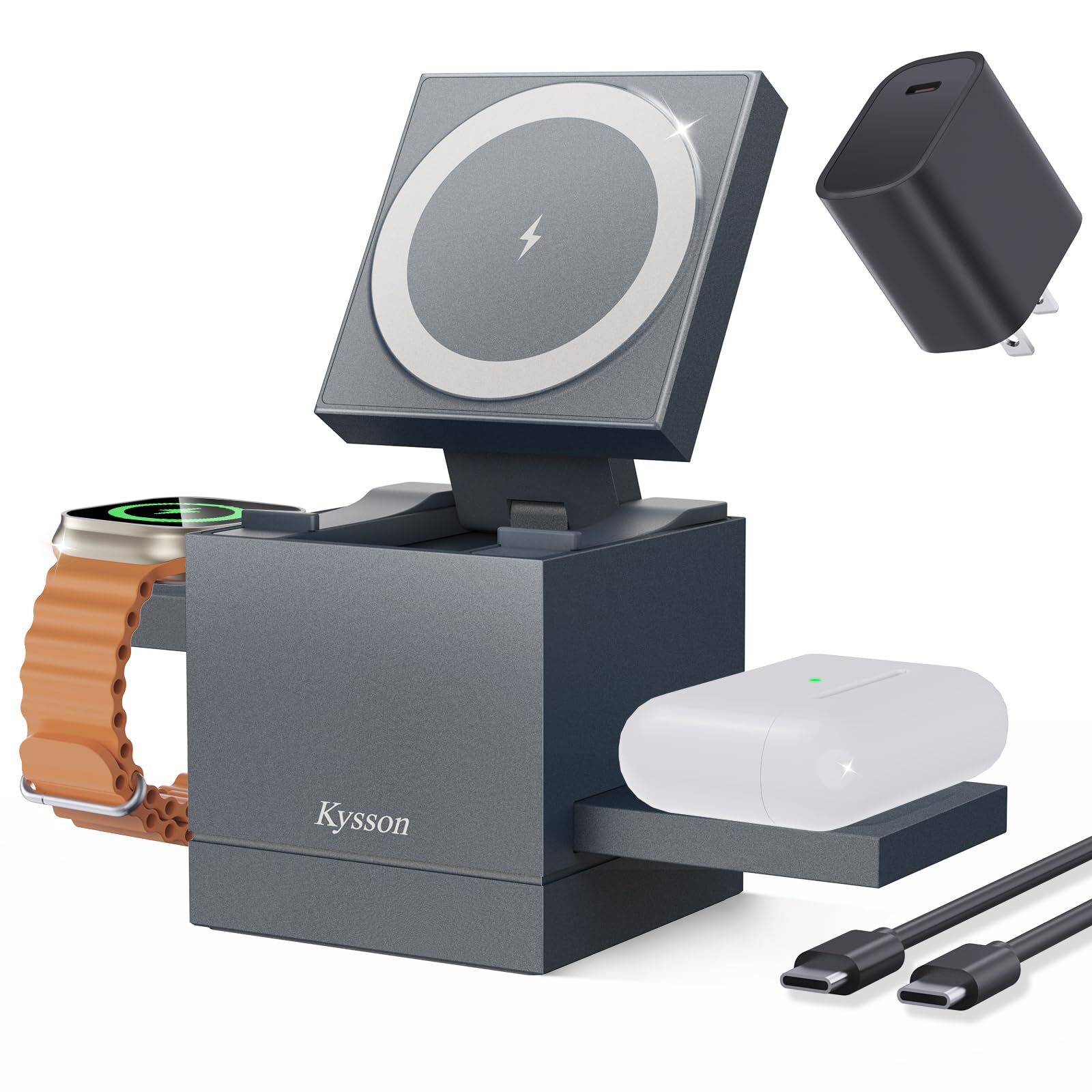 Kysson 3-in-1 MagSafe Charger Stand for iPhone 16 Fast Wireless Charging Station  