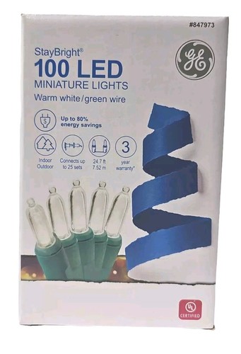 GE StayBright 100-Count 24.7-ft Sparkling White LED Plug-In Christmas