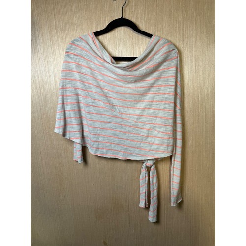 Free People $68 grey coral striped tie long sleeve cropped light sweater - 第 7/7 張圖片