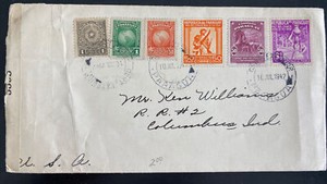1942 Paraguay Censored cover To Columbus IN Usa