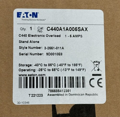 EATON C440A1A005SAX 1-5A Overload Relay BRAND NEW | eBay