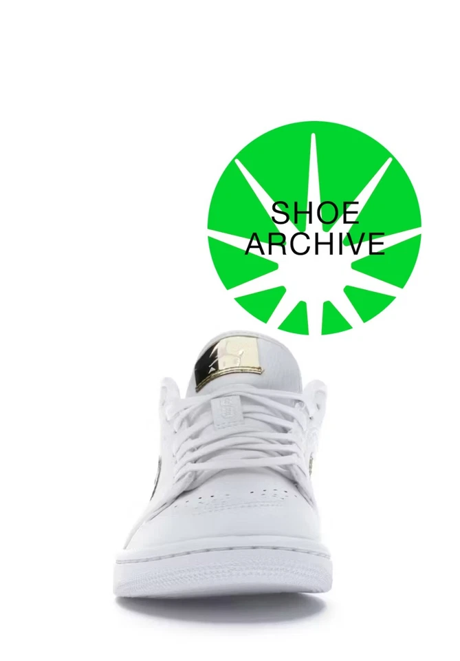NUEVO Talla 7-8.5W Nike Air Jordan 1 Retro Bajo Blanco Metálico Dorado W CZ4776-100 Foto 3 de 4