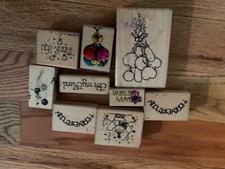 Wooden Rubber Stamps - Happy Birthday - Lot of 9 Pre owned