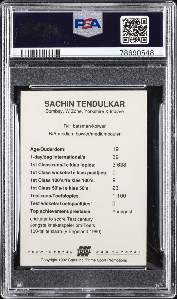 1992 total cricket sachin tendulkar psa 5 ebay
