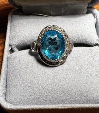 Vintage Sterling Silver Blue Topaz Ring Size 7 1/2
