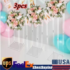 Clear Acrylic Flower Stand Tabletop Flower Plinth Column Vase Wedding Decoration