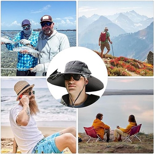 Protector Solar Sombrero con Doble Ventilador Solar y USB Ventilador Exterior Pesca Sombrero CALIENTE - Imagen 9 de 21