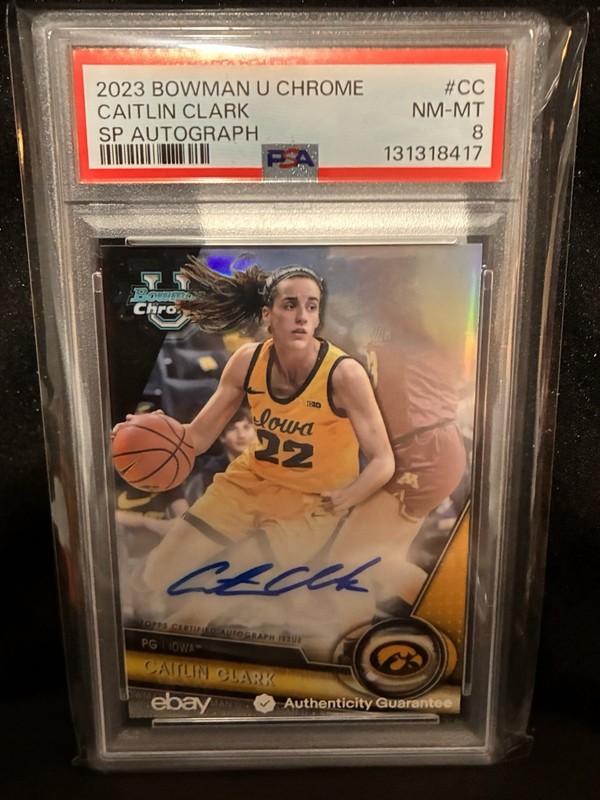 2022-23 Bowman U Chrome Caitlin Clark RC #BSPA-CC SP Autograph /25 PSA 8 POP 2