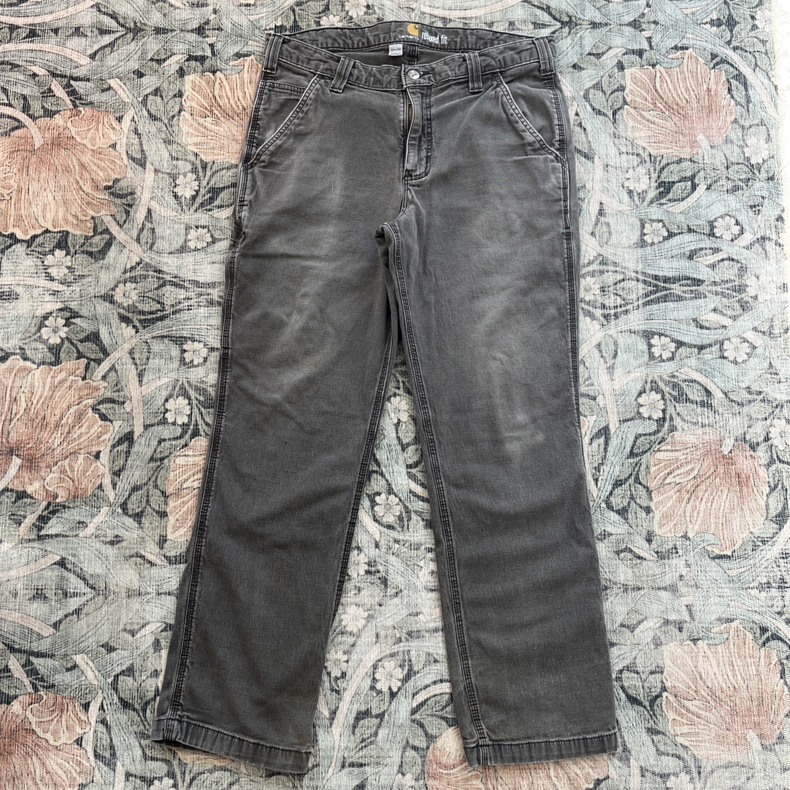 Carhartt Carpenter Pants Mens Size 33x30 Faded Gray Relaxed Fit Workwear 102291 thumbnail 2