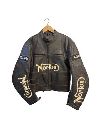 Vintage Norton Cowhide Motorcycle Leather Jacket Men's Size Large