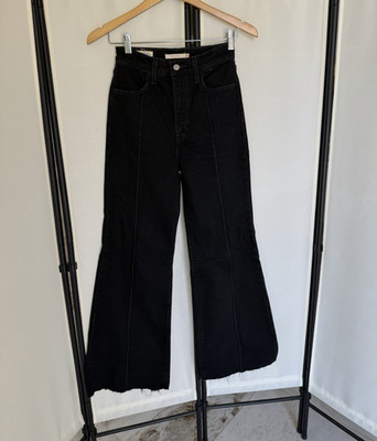 Levi s Women s Jeans Black Dark Wash High Rise Flared Denim 5-Pocket Button Logo