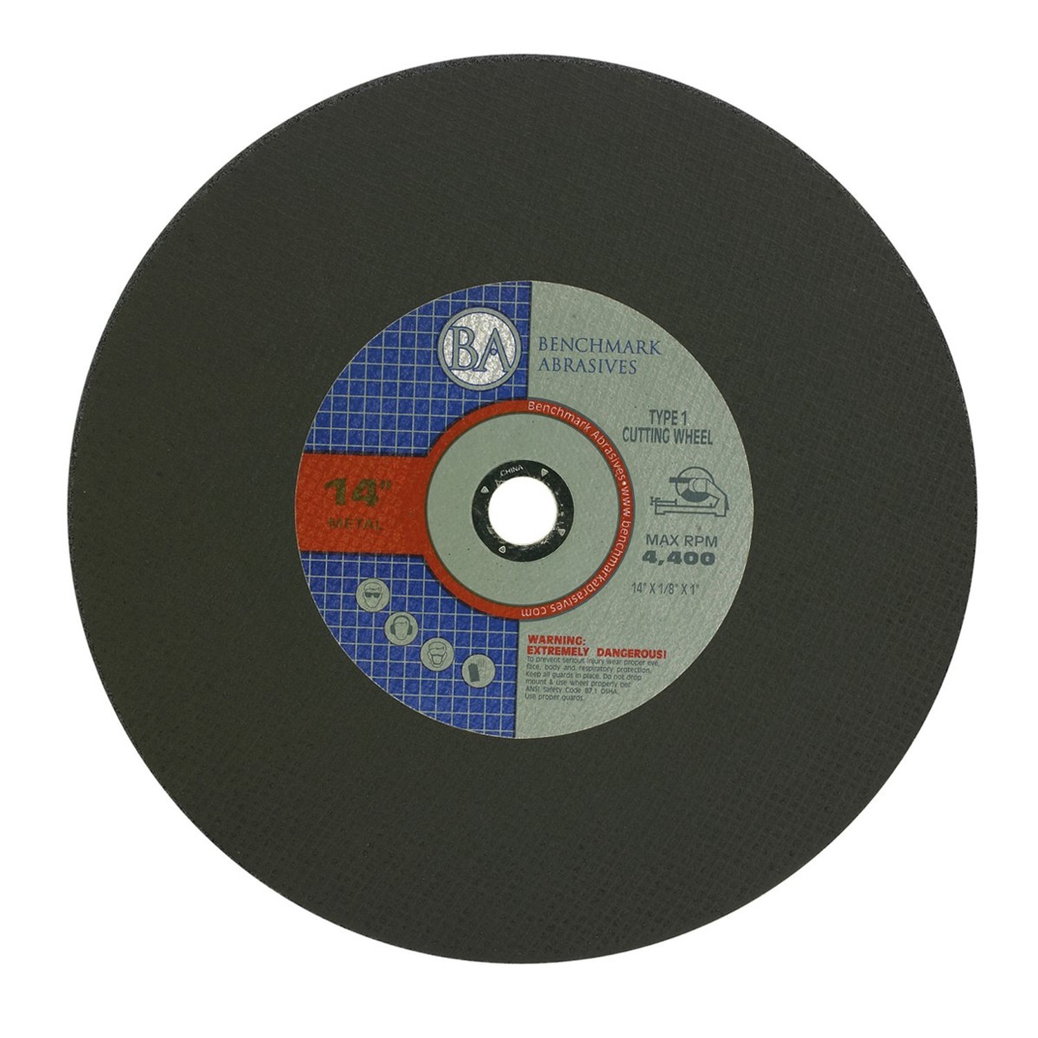 Benchmark Abrasives Aluminum Oxide Type 1, 14 Inch Chop Saw Blade, Cutting Wh...