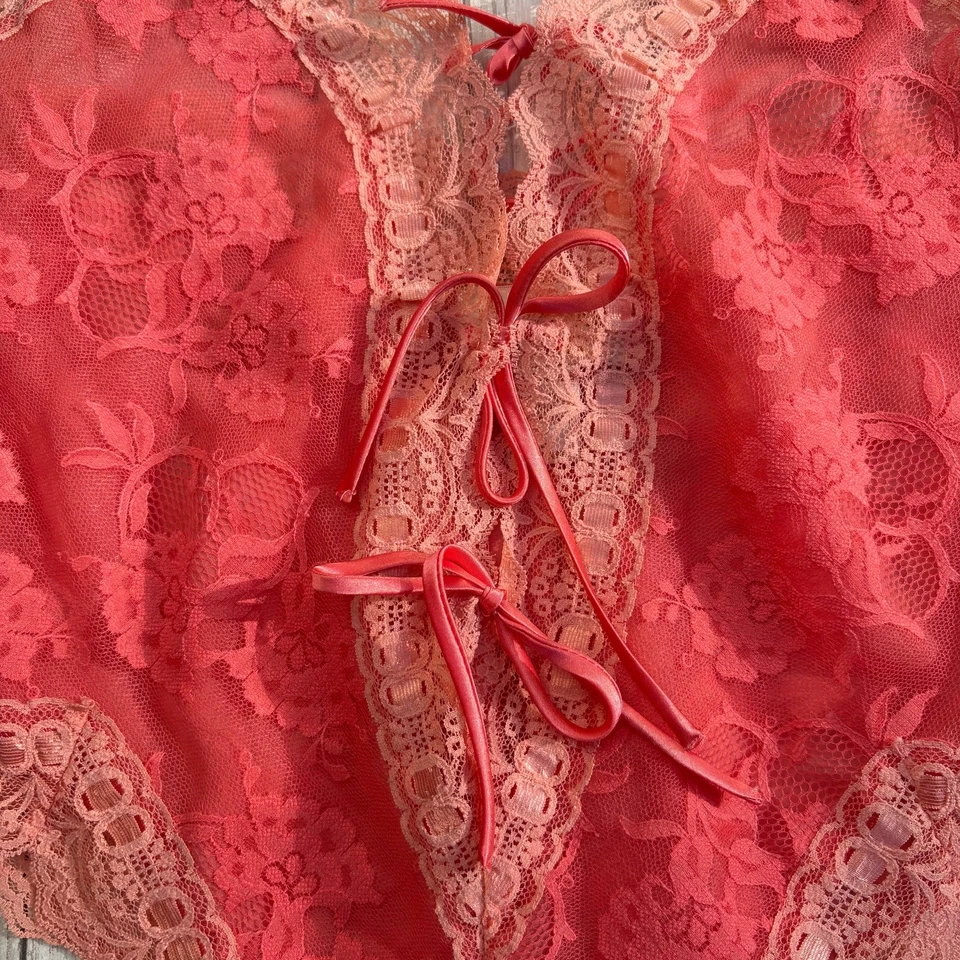 Sexy Body De Colección Victoria's Secret Etiqueta Dorada Peluche Pequeño Melocotón Encaje Lazos Coqueta Foto 4 de 4