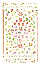 Nail Art 3D Decal Stickers Juicy strawberry blossom flower F286