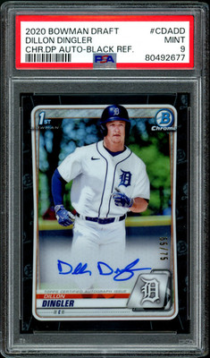 2020 Bowman Draft Dillon Dingler Chrome Black Refractor Auto /75 PSA 9 Tigers