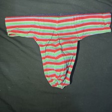 Jockey Men  s Cotton Stretch Thong Underwear  Twinkling Stripe  Size S NWT