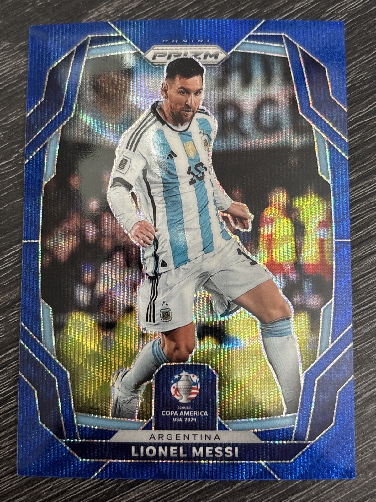2024 Panini Prizm Conme Copa America Lionel Messi Blue Wave 110/199 🔥# Match