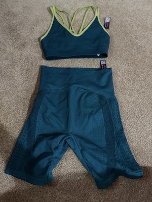 Womens Adore Me Matching Teal Sports Bra & Athletic Biker Shorts Set NWT Size XS