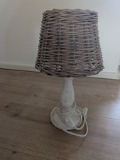 Tischlampe Holz Landhaus Rattan Lampenschirm Sehr Guter Zustand Shabby Chic