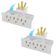Elecan 3-Outlet Rotating Plug Wall Outlet Extender 2 Pack, 180 Degree Swivel ...