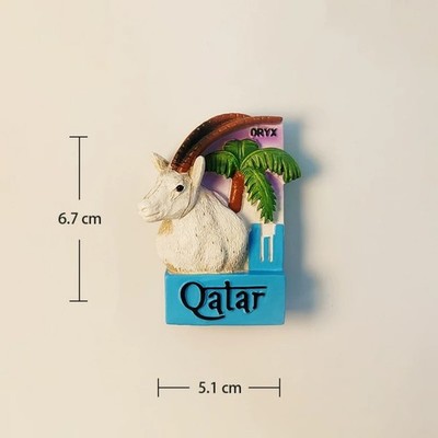 Qatar Arabian Oryx Palm Tree Tourist Resin Refrigerator Fridge Magnet Craft