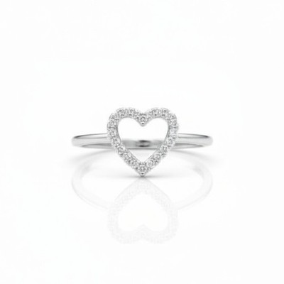 14 Kt Gold echter natürlicher Diamant offenes Herz Design Ring