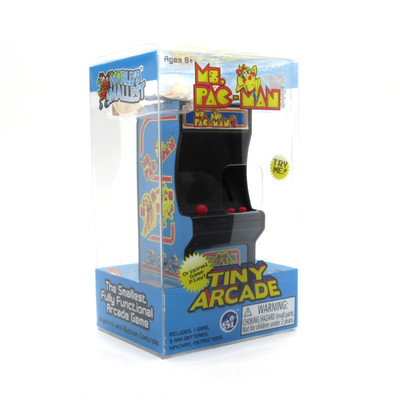 Worlds Smallest Ms. Pac-Man Tiny Arcade Game Miniature Keychain Bandai Namco New