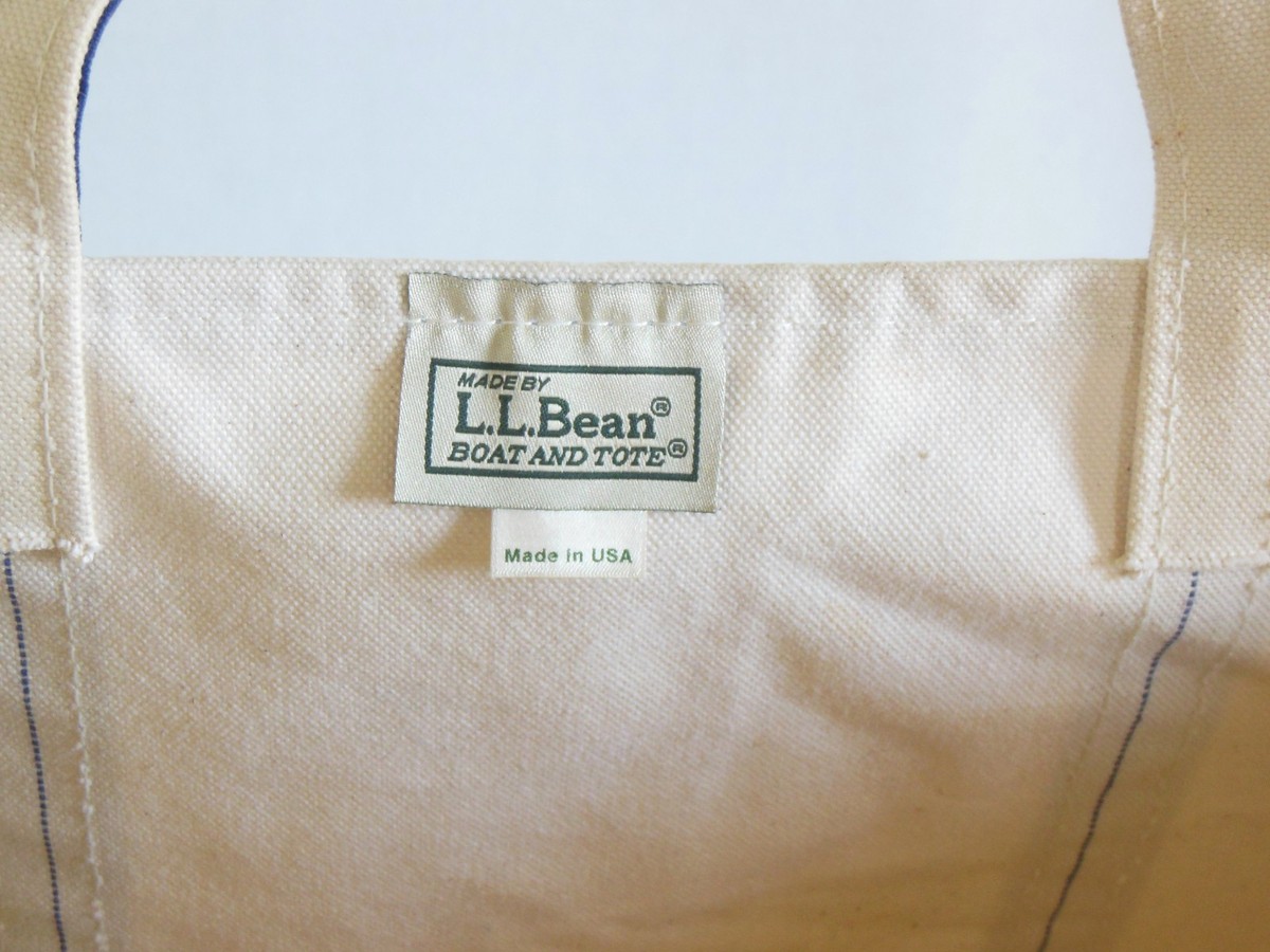 LL Bean Boat & Tote Large Canvas Bag Vintage 90's Navy Trim 27x16
