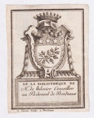 Exlibris Thilorier Guyenne Bordeaux Blason Ex-Libris Bookplate Blason 18E