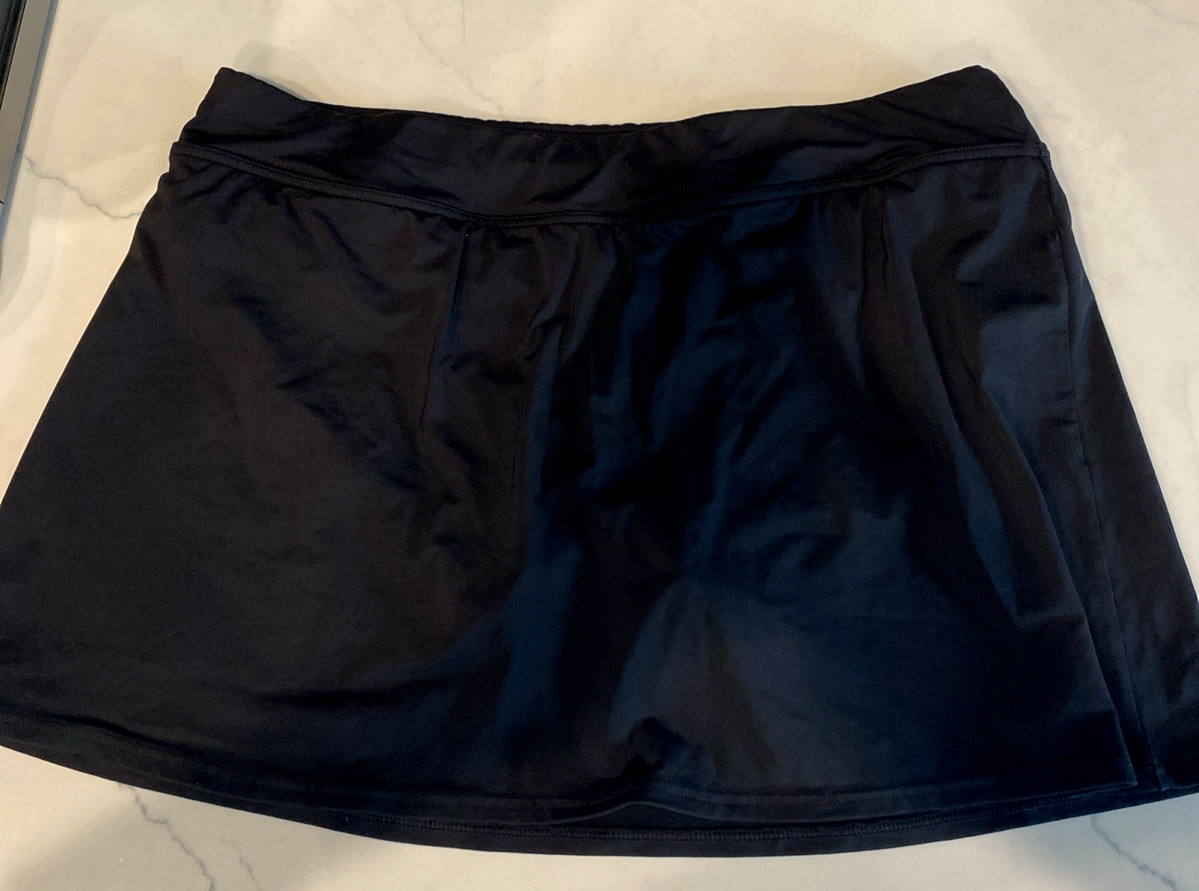 Womens Lands End Tummy Control Swim Skirt Bottom Navy Upf 50 Protection 14 Euc