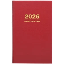 2026 Professional Hardcover Daily Diary Journal and Planner, 8x12.5 (Red)