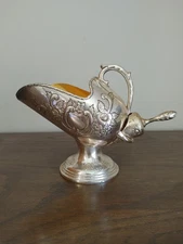 Vintage Raimond Silver Plate and Copper Pedestal Sugar Scuttle With Scoop 