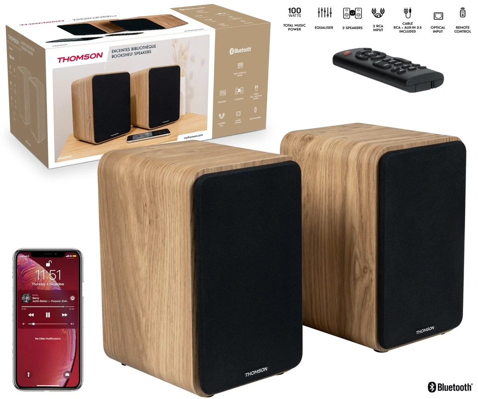 THOMSON WS602DUO SISTEMA MULTIMEDIALE CASSE DA SCAFFALE Bluetooth® 5.0 RCA 100 W