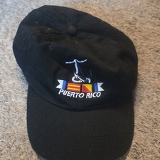 Black Puerto Rico Adjustable Baseball Cap Men...