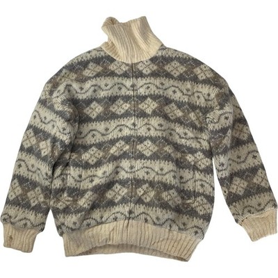 Eddie Bauer Isländischer Wollpullover Vintage Nordisches Muster Beige Damen L