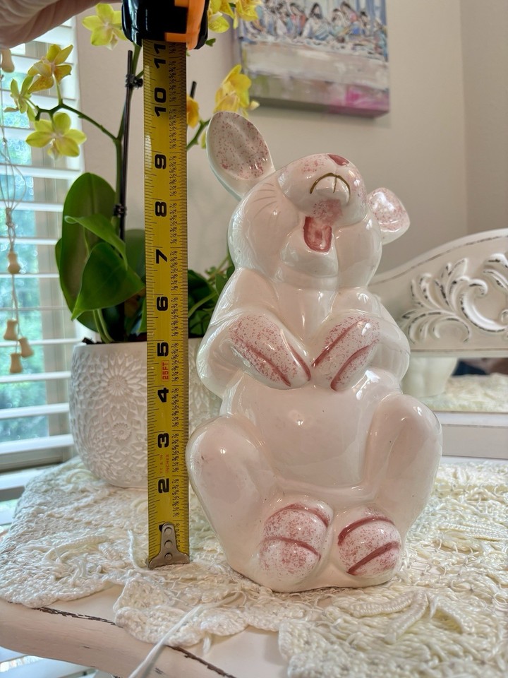 Vtg Terracotta Art POTTERY Laughing Bunny RABBIT STATUE ITALY 