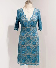 Karen Kane Women's Blue Floral Lace Scallop Party Casual Dress Size M