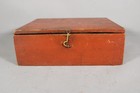 A GREAT EARLY 19TH C LIFT TOP SEED OR SPICE CHEST IN ORIGINAL BITTERSWEET PAINT — photo 7