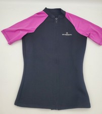 Dive Sail Wetsuit Top Womens Black Pink Neoprene Full Zip Short Sleeve Medium
