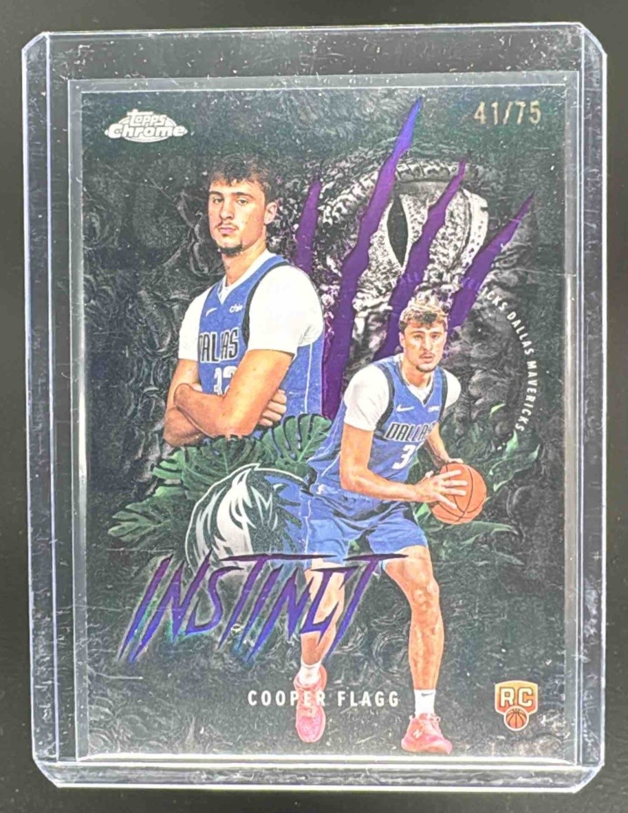 Cooper Flagg 2025 Topps Chrome #INS-11 Purple Refractor Instinct Rookie RC /75