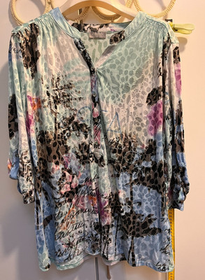 Canda Premium Tunika Bluse Long Shirt türkis schwarz weiß pink Sea Wave Gr 46
