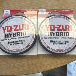 🔥2-Yo-Zuri 10lb  Clear  275yd  & 6lb Clear Hybrid Fluorocarbon Fishing Line