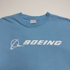 Boeing Logo T-Shirt Employee Short Sleeve Mens Size XL - Light Blue
