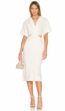 ASTR the Label Corsica White Cutout Midi Dress Collared Old Money Coastal S