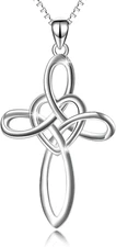 Celtic Knot Cross Necklace Sterling Silver Infinity Love Heart Pendant Necklace