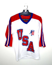 Vintage 80s Team USA Olympic Hockey Team Jersey Small Mens Air Knit White 1984