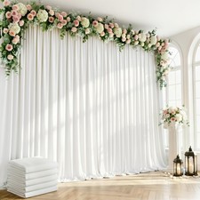 2 Panels 10x10ft White Polyester Backdrop Curtains Drapes Wedding Photo