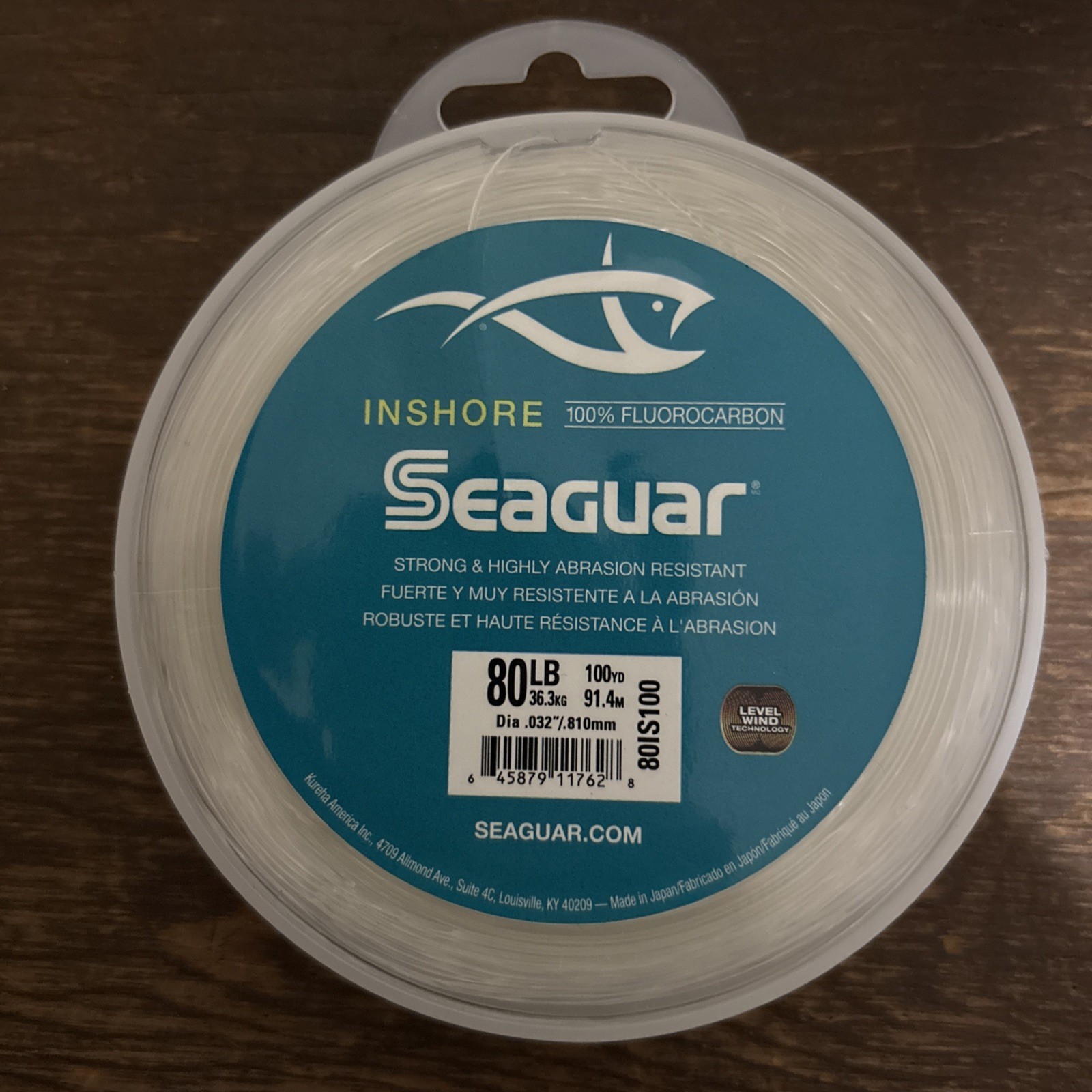 Seaguar Inshore 80lb Fluorocarbon 100 Yard spool 100% Fluorocarbon Made in Japan